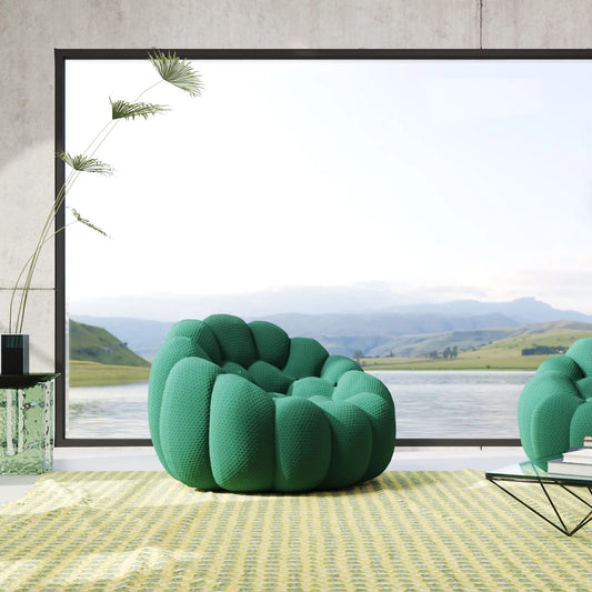 Bubble Couch Modular Sofa Single Sofa 3D-Knitted Fabric - Green