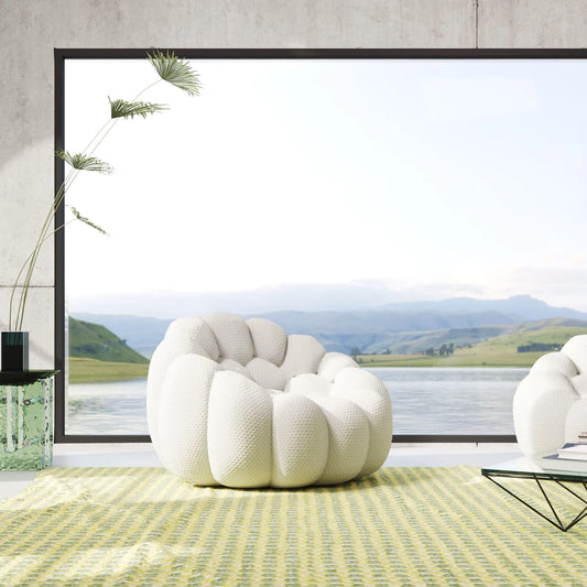 Bubble Couch Modular Sofa Single Sofa 3D-Knitted Fabric - Light Grey