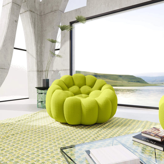 Bubble Couch Modular Sofa Single Sofa 3D-Knitted Fabric - Lime Green