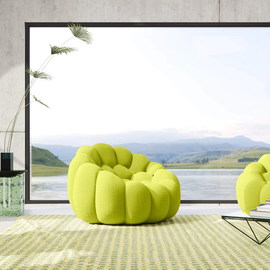 Bubble Couch Modular Sofa Single Sofa 3D-Knitted Fabric - Lime Green