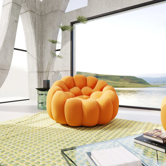 Bubble Couch Modular Sofa Single Sofa 3D-Knitted Fabric - Orange
