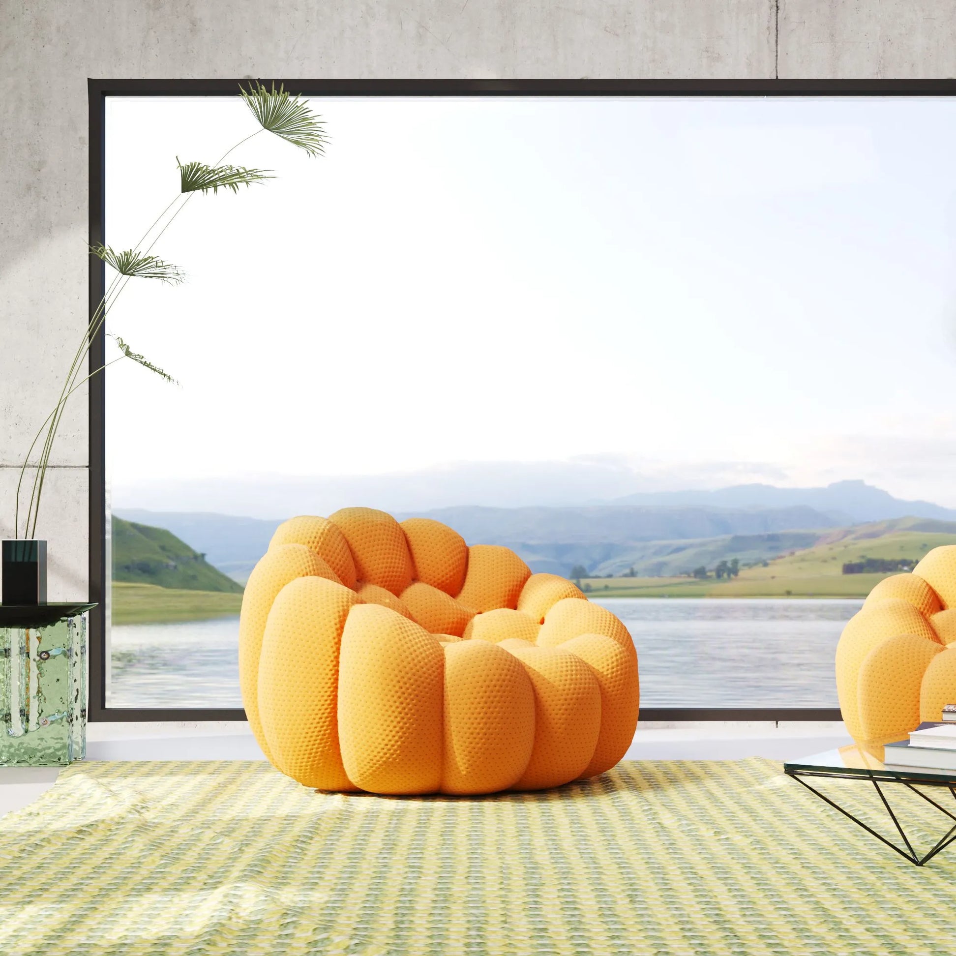 Bubble Couch Modular Sofa Single Sofa 3D-Knitted Fabric - Orange