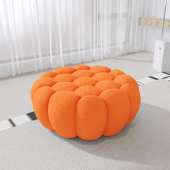 Signature Armless Boneless Couches | 1-Piece 3D-Knitted Orange Cool Stretchy Knit Ottoman
