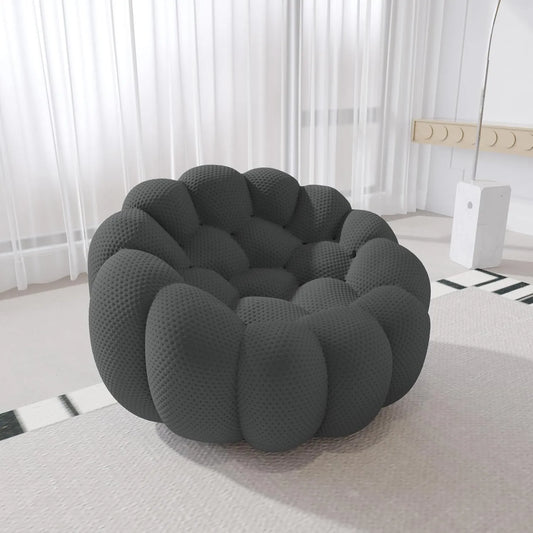 Signature Armless Boneless Couches | 1-Piece 3D-Knitted Grey Soft Silhouette Single Sofa 1-seater