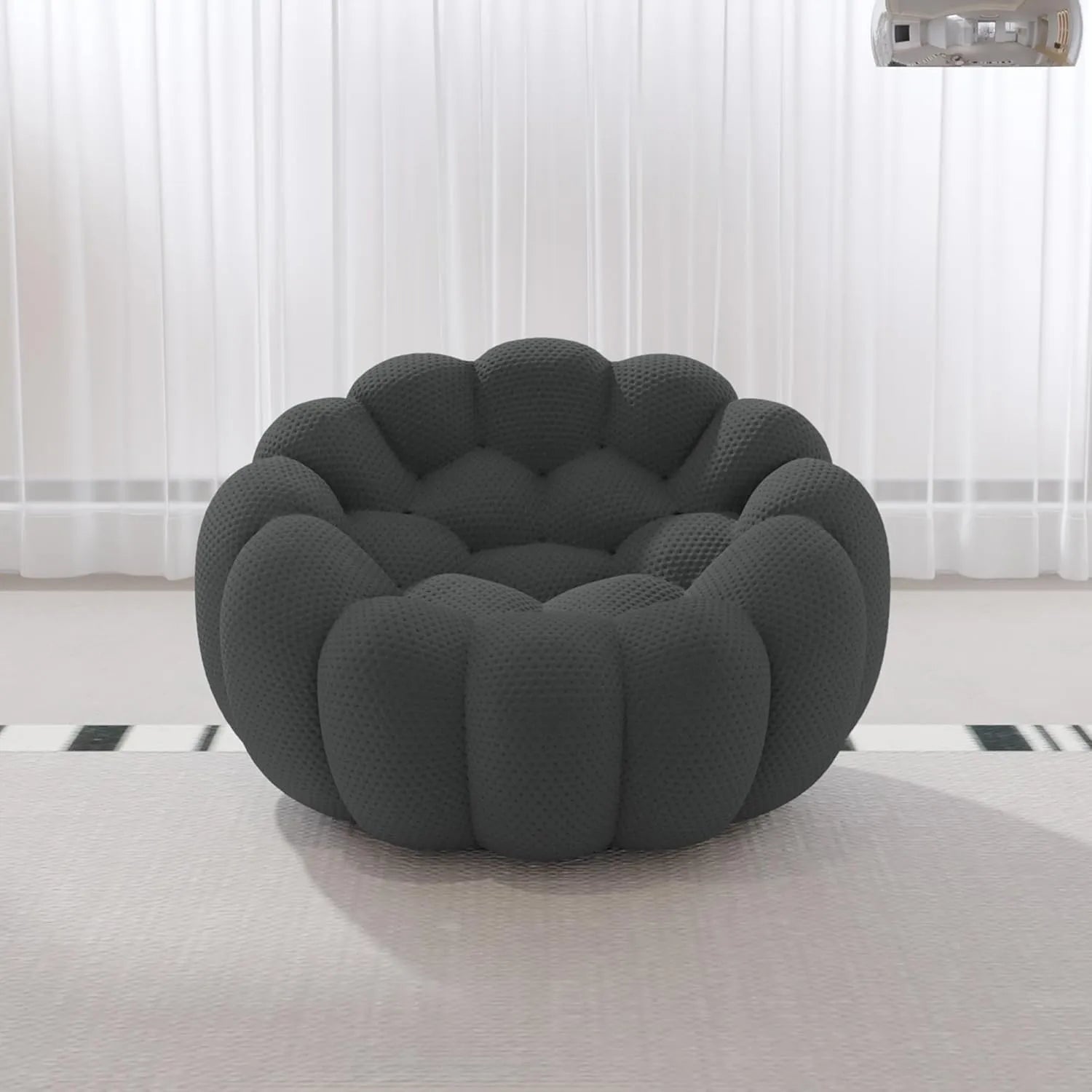 Signature Armless Boneless Couches | 1-Piece 3D-Knitted Grey Soft Silhouette Single Sofa 1-seater