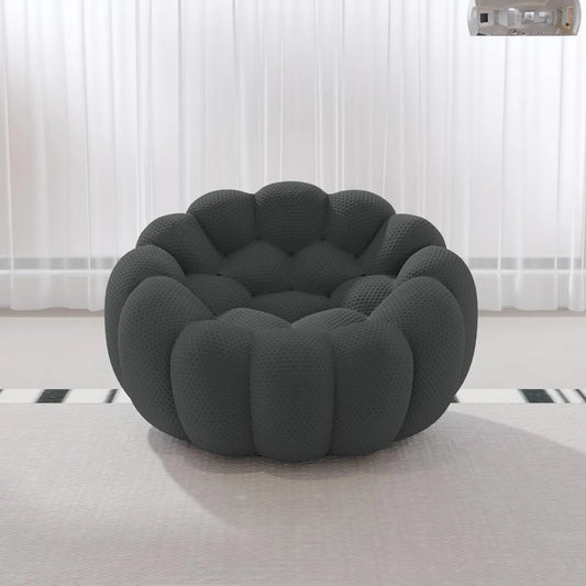 Signature Armless Boneless Couches | 1-Piece 3D-Knitted Grey Soft Silhouette Single Sofa 1-seater