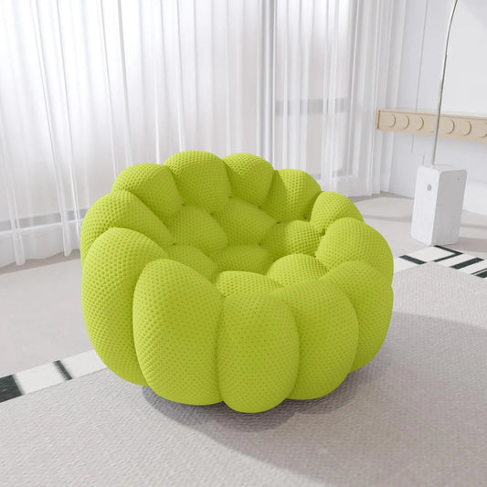 Signature Armless Boneless Couches | 1-Piece 3D-Knitted Lime Green Soft Stretchy Fabric Single Sofa 1-seater
