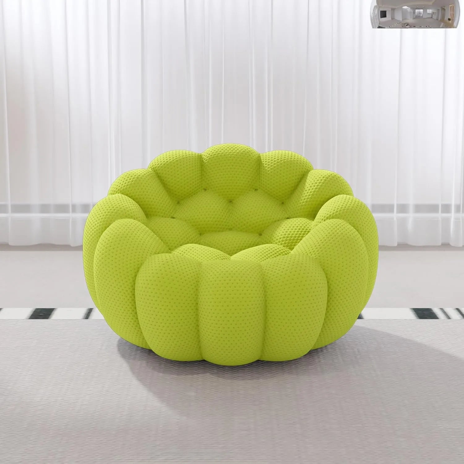 Signature Armless Boneless Couches | 1-Piece 3D-Knitted Lime Green Soft Stretchy Fabric Single Sofa 1-seater