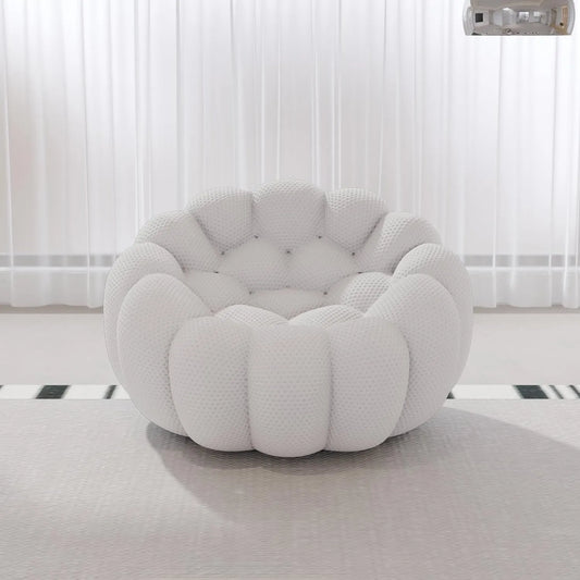 Signature Armless Boneless Couches | 1-Piece 3D-Knitted Light Grey Organic Design Single Sofa 1-seater