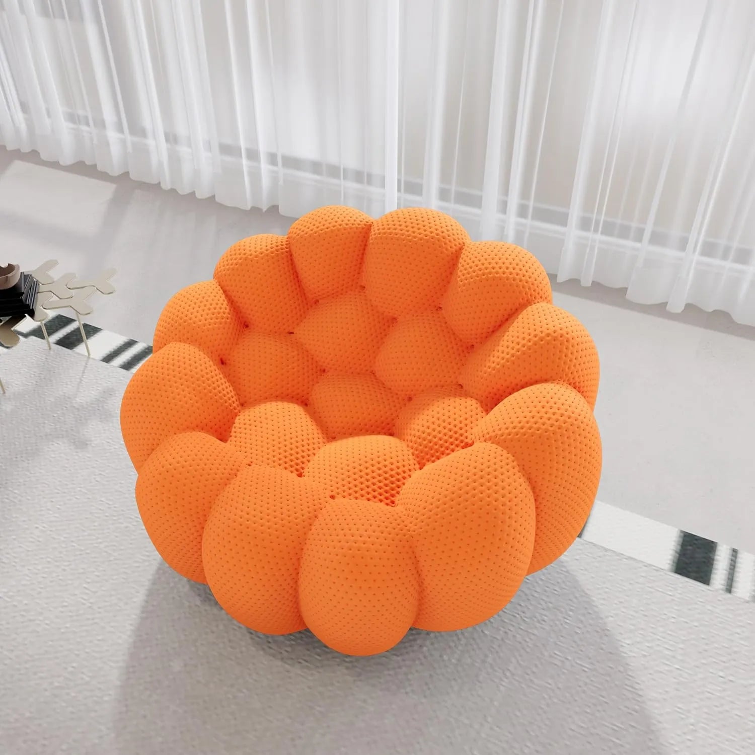 Signature Armless Boneless Couches | 1-Piece 3D-Knitted Orange Styles Like A Sculpture Single Sofa 1-seater