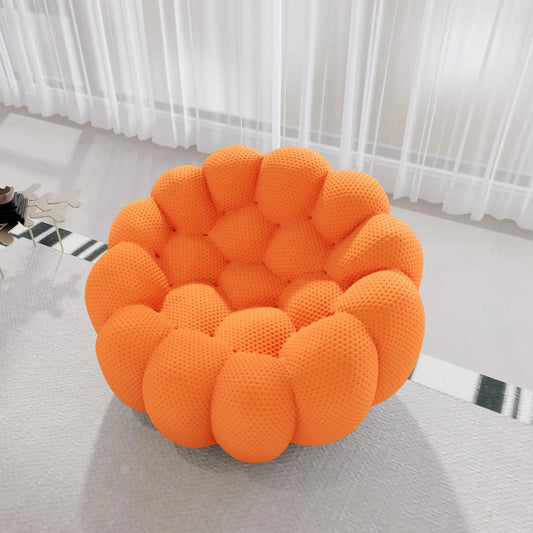 Signature Armless Boneless Couches | 1-Piece 3D-Knitted Orange Styles Like A Sculpture Single Sofa 1-seater