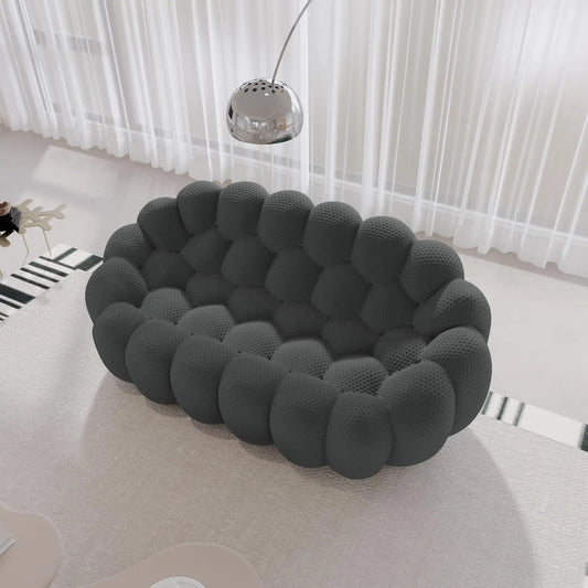 Signature Armless Boneless Couches | 1-Piece 3D-Knitted Grey Ocean-Inspired Curves Loveseats 2-seaters