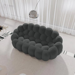 Signature Armless Boneless Couches | 1-Piece 3D-Knitted Grey Ocean-Inspired Curves Loveseats 2-seaters