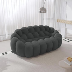 Signature Armless Boneless Couches | 1-Piece 3D-Knitted Grey Ocean-Inspired Curves Loveseats 2-seaters
