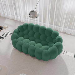 Signature Armless Boneless Couches | 1-Piece 3D-Knitted Green Soft Stretchy Fabric Loveseats 2-seaters