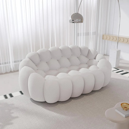 Signature Armless Boneless Couches | 1-Piece 3D-Knitted Light Grey Seamless Contours Loveseats 2-seaters