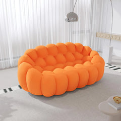 Signature Armless Boneless Couches | 1-Piece 3D-Knitted Orange Ocean-Inspired Curves Loveseats 2-seaters