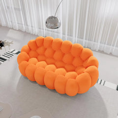 Signature Armless Boneless Couches | 1-Piece 3D-Knitted Orange Ocean-Inspired Curves Loveseats 2-seaters