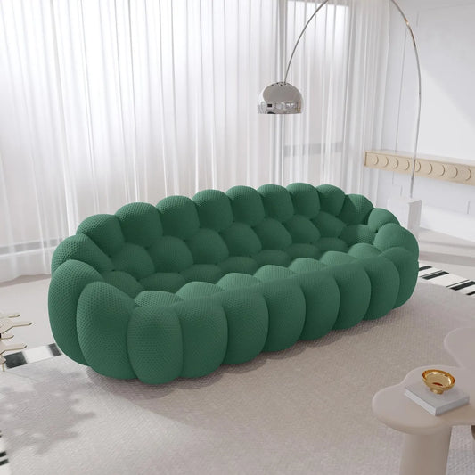 Signature Armless Boneless Couches | 1-Piece 3D-Knitted Green Organic Design Loveseats 3-seaters