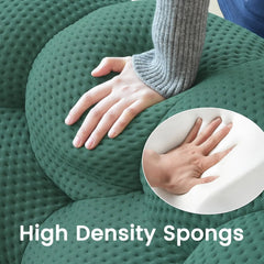 Signature Armless Boneless Couches | 2-Piece 3D-Knitted Green Modern Softness Sofa Sets 3-seaters with 1-Ottomans