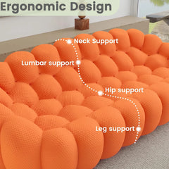 Signature Armless Boneless Couches | 1-Piece 3D-Knitted Orange Lots Of Room To Relax Loveseats 3-seaters