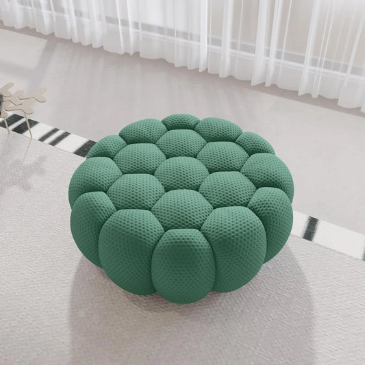 Signature Armless Boneless Couches | 1-Piece 3D-Knitted Green A Soft Wavy Shape Ottoman