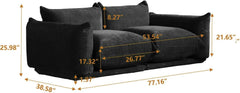 Exclusive Modern Sectional Couches | 2-Piece Chenille Black Retro-Modern Fusion Loveseats 2-seaters
