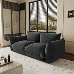 Exclusive Modern Sectional Couches | 2-Piece Chenille Black Retro-Modern Fusion Loveseats 2-seaters