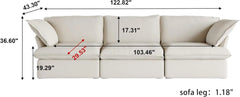 Premium Linen Cloud Sectional Couches | 3-Piece Linen Beige Neutral Silhouette Couch Sectionals 3-seaters