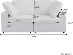Premium Luxe Cloud Sectional Couches | 2-Piece Linen White Cloud-Like Comfort Loveseats 2-seaters