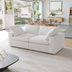 Premium Luxe Cloud Sectional Couches | 2-Piece Linen White Cloud-Like Comfort Loveseats 2-seaters
