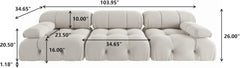 Exclusive Minimalist Modular Couches | 3-Piece Velvet Beige Bold Sculptural Design Couch Sectionals 3-seaters