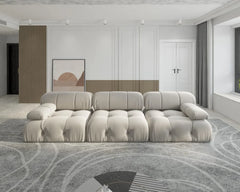 Exclusive Minimalist Modular Couches | 3-Piece Velvet Beige Bold Sculptural Design Couch Sectionals 3-seaters