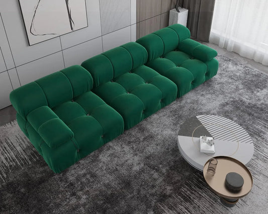 Exclusive Minimalist Modular Couches | 3-Piece Velvet Green Soft Springy Support Couch Sectionals 3-seaters