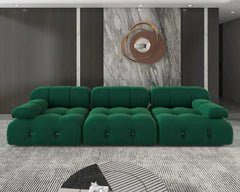 Exclusive Minimalist Modular Couches | 3-Piece Velvet Green Soft Springy Support Couch Sectionals 3-seaters