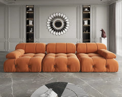 Exclusive Minimalist Modular Couches | 3-Piece Velvet Orange Mix And Match Couch Sectionals 3-seaters