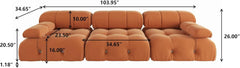 Exclusive Minimalist Modular Couches | 3-Piece Velvet Orange Mix And Match Couch Sectionals 3-seaters