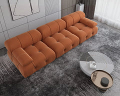 Exclusive Minimalist Modular Couches | 3-Piece Velvet Orange Mix And Match Couch Sectionals 3-seaters
