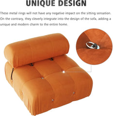 Exclusive Minimalist Modular Couches | 1-Piece Velvet Orange Bold Sculptural Design Single Sofa 1-seater