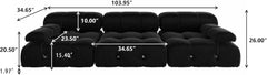 Exclusive Minimalist Modular Couches | 3-Piece Velvet Black Always In Style Couch Sectionals 3-seaters