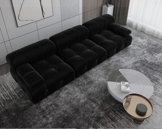 Exclusive Minimalist Modular Couches | 3-Piece Velvet Black Always In Style Couch Sectionals 3-seaters