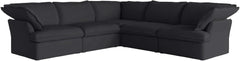 Premium Linen Cloud Sectional Couches | 5-Piece Linen Black Looks Good Anywhere V-Shaped Sectionals 5-seaters