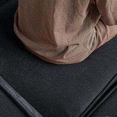Exclusive Classic Sectional Couches | 4-Piece Corduroy Black Safe For Pets V-Shaped Sectionals 4-seaters with 1-Ottomans