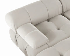 Exclusive Minimalist Modular Couches | 1-Piece Velvet Beige Soft Springy Support Ottoman