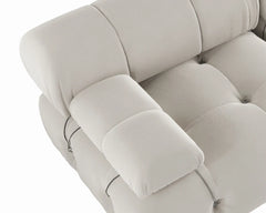 Exclusive Minimalist Modular Couches | 1-Piece Velvet Beige Soft Springy Support Ottoman