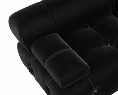 Exclusive Minimalist Modular Couches | 1-Piece Velvet Black Artful Modern Lounging Ottoman