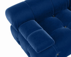 Exclusive Minimalist Modular Couches | 1-Piece Velvet Blue Deep Luxurious Seating Ottoman