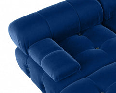 Exclusive Minimalist Modular Couches | 1-Piece Velvet Blue Deep Luxurious Seating Ottoman
