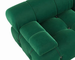 Exclusive Minimalist Modular Couches | 1-Piece Velvet Green Mix And Match Ottoman