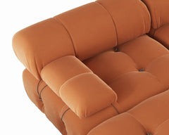 Exclusive Minimalist Modular Couches | 1-Piece Velvet Orange Fancy Button Style Ottoman